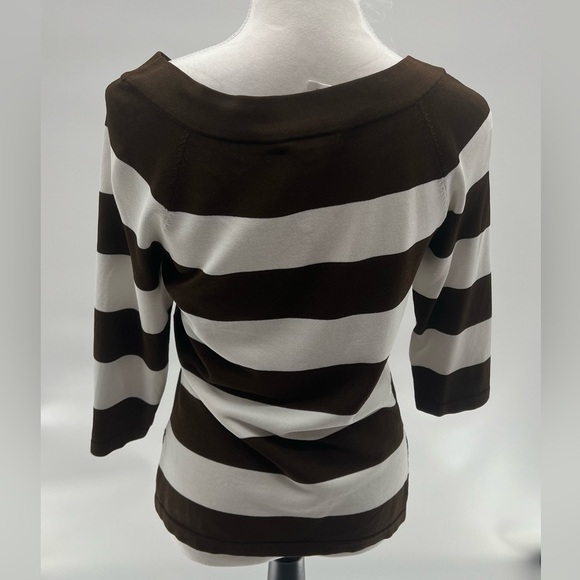 Anne Klein Square Neck Half Sleeve Striped Knit Shirt NWT - Picture 7 of 8